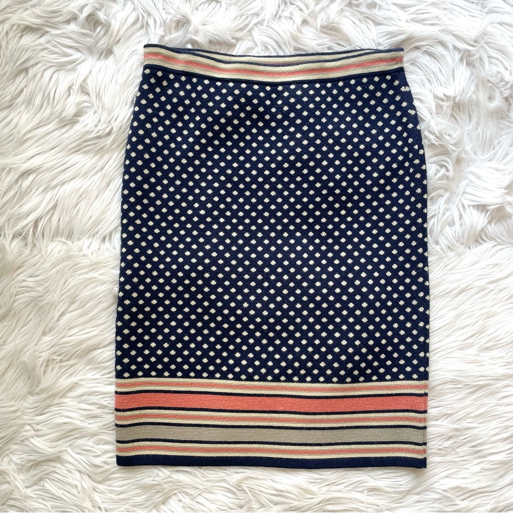 Anthropologie Sparrow Polka Dot Merino Wool Blend Knit Skirt Womens Size XS